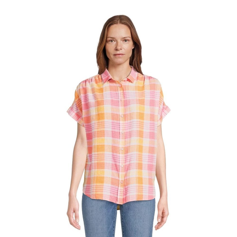 NWT Time and Tru Women's Roll Cuff Button-Down Shirt‎ Size XXL